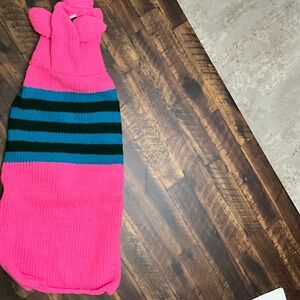 Pink and Blue Striped Knit Dog Sweater